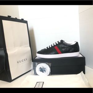 NEW GUCCI ACE BEE LOGO LOW TOP WHITE